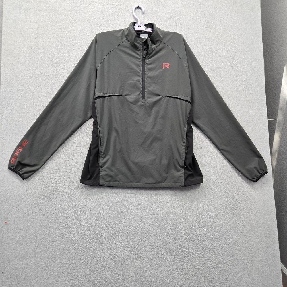 Rogue Fitness Men Jacket L Gray Logo Spellout Quarter Zip Activewear